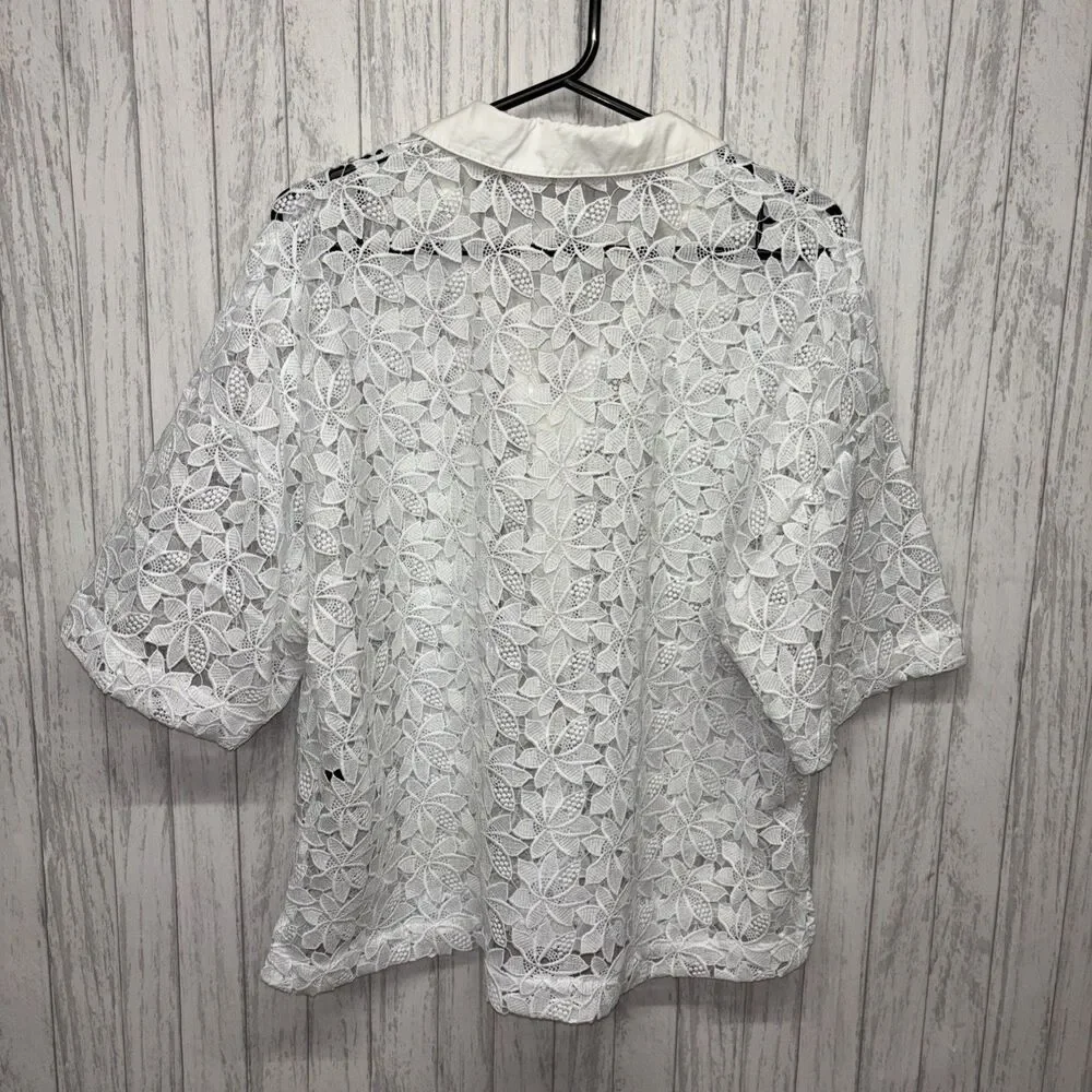 Womens Size M Kate Spade Lace Top White EUC